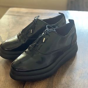 Zara lace up platform blucher shoes